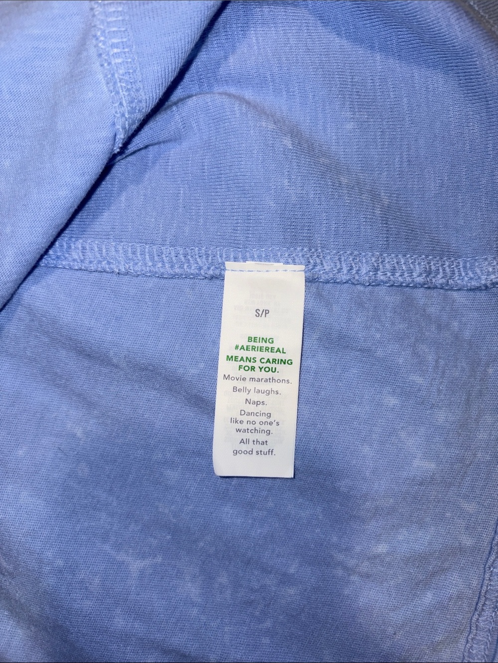 Aerie Light Blue Oversized Seriously lived in Long-Sleeve Crewneck Shirt Sz S - Picture 4 of 5